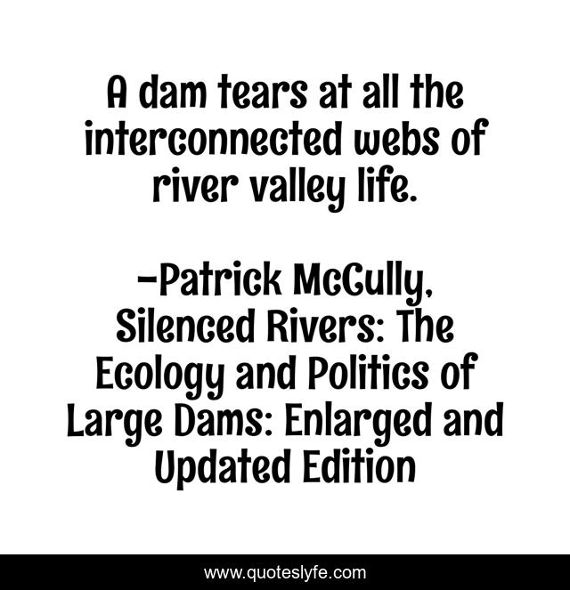 A dam tears at all the interconnected webs of river valley life.