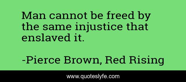 Man cannot be freed by the same injustice that enslaved it.