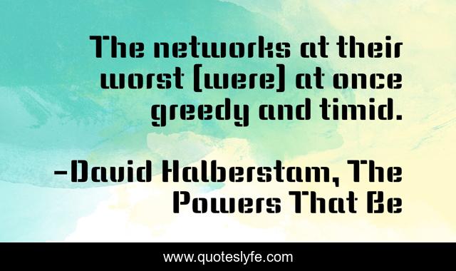 The networks at their worst (were) at once greedy and timid.