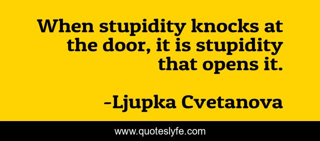 When stupidity knocks at the door, it is stupidity that opens it.