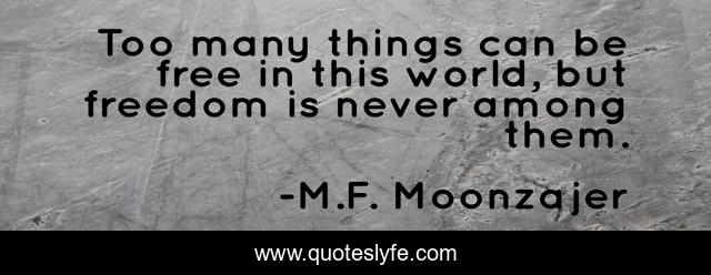 Too many things can be free in this world, but freedom is never among them.