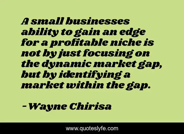 A small businesses ability to gain an edge for a profitable niche is not by just focusing on the dynamic market gap, but by identifying a market within the gap.