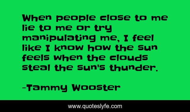 When people close to me lie to me or try manipulating me, I feel like I know how the sun feels when the clouds steal the sun's thunder.