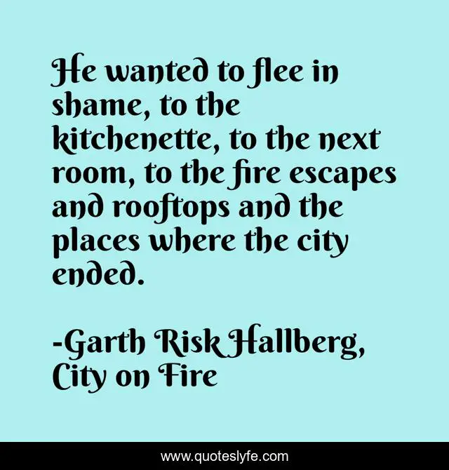 He wanted to flee in shame, to the kitchenette, to the next room, to the fire escapes and rooftops and the places where the city ended.