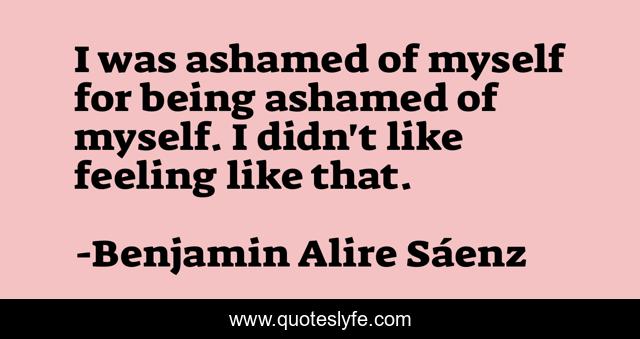 I was ashamed of myself for being ashamed of myself. I didn't like feeling like that.