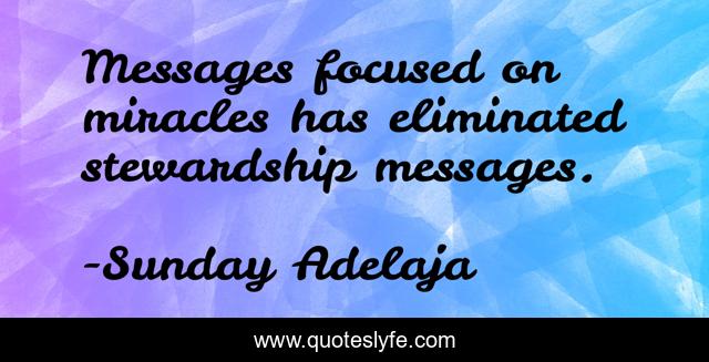 Messages focused on miracles has eliminated stewardship messages.