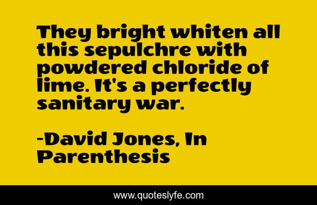They bright whiten all this sepulchre with powdered chloride of lime. It's a perfectly sanitary war.