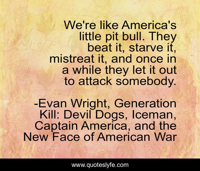 We're like America's little pit bull. They beat it, starve it, mistreat it, and once in a while they let it out to attack somebody.