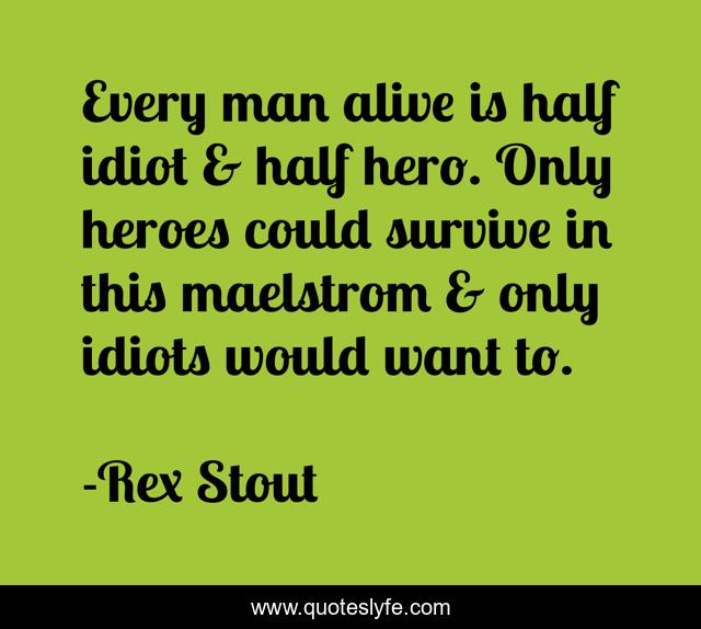 Every man alive is half idiot & half hero. Only heroes could survive in this maelstrom & only idiots would want to.