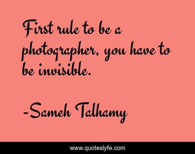 First rule to be a photographer, you have to be invisible.