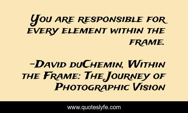You are responsible for every element within the frame.