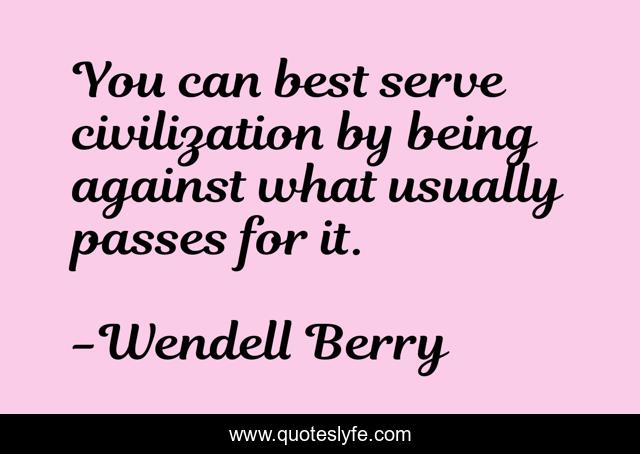You can best serve civilization by being against what usually passes for it.