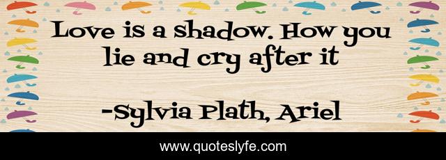 Love is a shadow. How you lie and cry after it