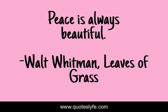 Peace is always beautiful.