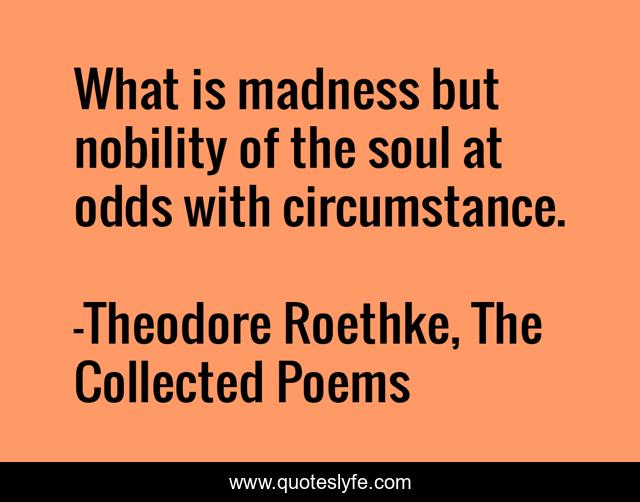 What is madness but nobility of the soul at odds with circumstance.
