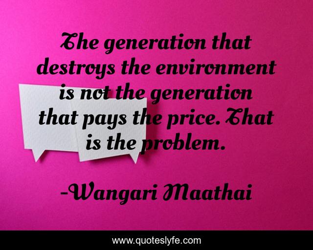 The generation that destroys the environment is not the generation that pays the price. That is the problem.