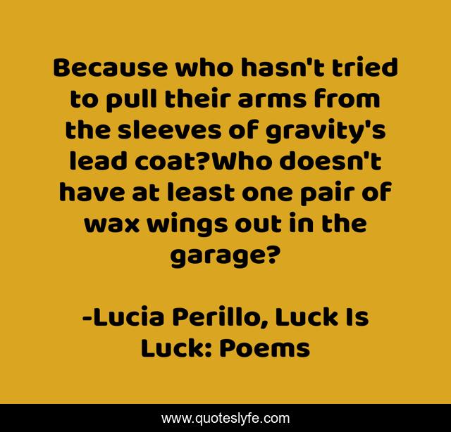 Because who hasn't tried to pull their arms from the sleeves of gravity's lead coat?Who doesn't have at least one pair of wax wings out in the garage?