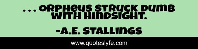 . . . Orpheus struck dumb with hindsight.