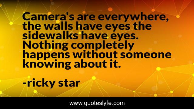 Camera's are everywhere, the walls have eyes the sidewalks have eyes. Nothing completely happens without someone knowing about it.