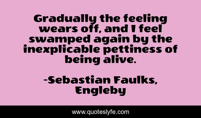 Gradually the feeling wears off, and I feel swamped again by the inexplicable pettiness of being alive.