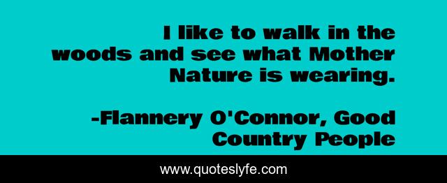 I like to walk in the woods and see what Mother Nature is wearing.