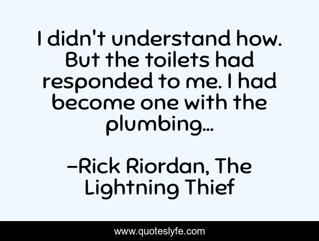 I didn't understand how. But the toilets had responded to me. I had become one with the plumbing...