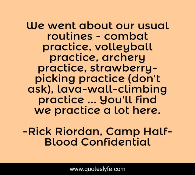 We went about our usual routines - combat practice, volleyball practice, archery practice, strawberry-picking practice (don't ask), lava-wall-climbing practice ... You'll find we practice a lot here.