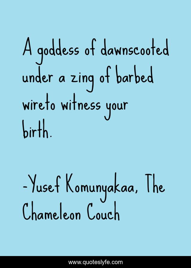 A goddess of dawnscooted under a zing of barbed wireto witness your birth.