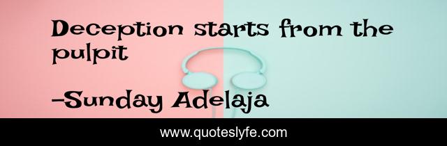 Deception starts from the pulpit