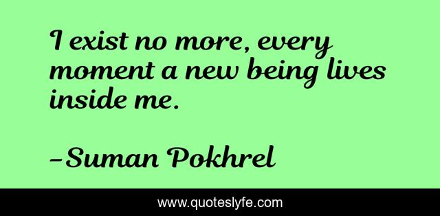 I exist no more, every moment a new being lives inside me.