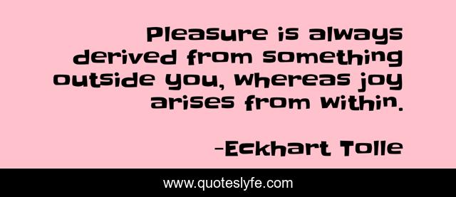 Pleasure is always derived from something outside you, whereas joy arises from within.