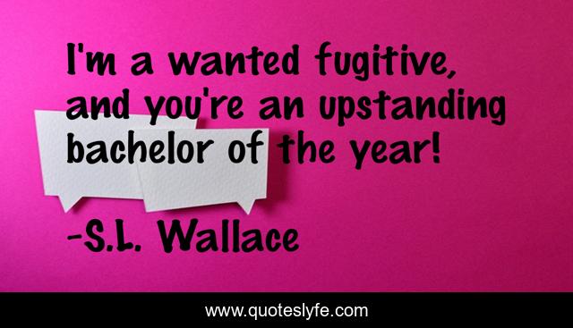 I'm a wanted fugitive, and you're an upstanding bachelor of the year!
