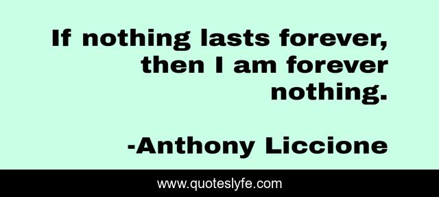 If nothing lasts forever, then I am forever nothing.