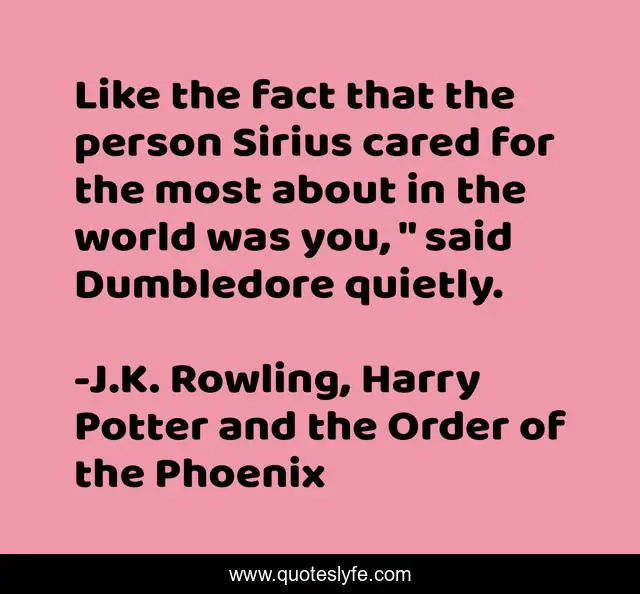 Like the fact that the person Sirius cared for the most about in the world was you, 