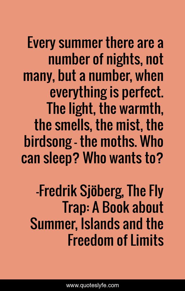 Every summer there are a number of nights, not many, but a number, when everything is perfect. The light, the warmth, the smells, the mist, the birdsong – the moths. Who can sleep? Who wants to?