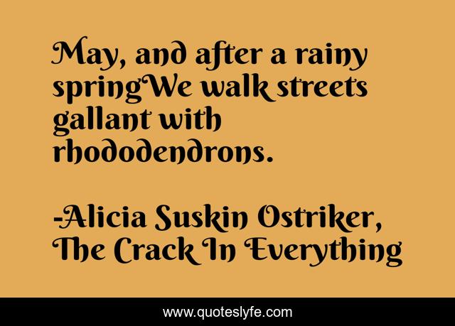 May, and after a rainy springWe walk streets gallant with rhododendrons.