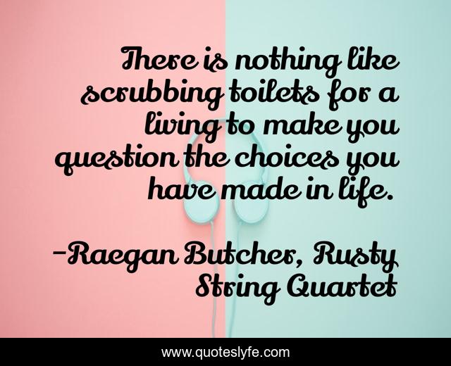 There is nothing like scrubbing toilets for a living to make you question the choices you have made in life.