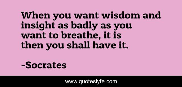 When you want wisdom and insight as badly as you want to breathe, it is then you shall have it.
