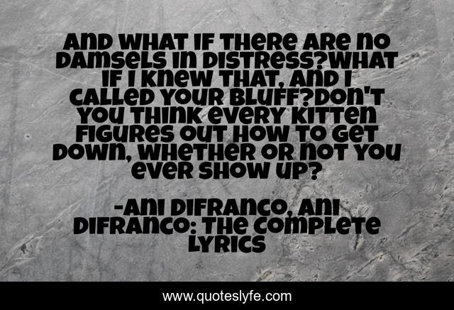 And what if there are no damsels in distress?What if I knew that, and I called your bluff?Don't you think every kitten figures out how to get down, whether or not you ever show up?