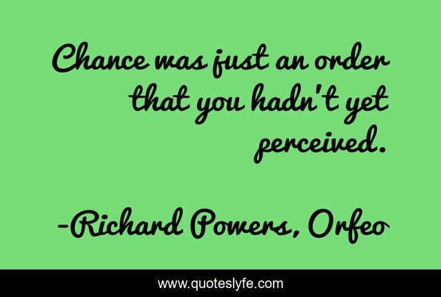 Chance was just an order that you hadn't yet perceived.