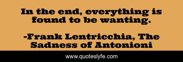 In the end, everything is found to be wanting.