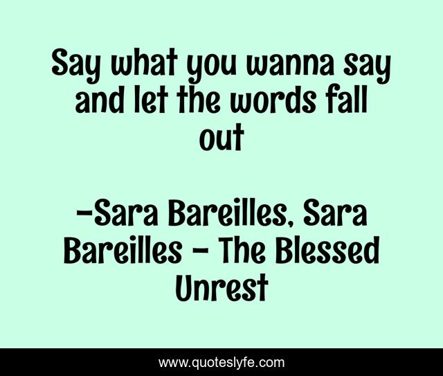 Say what you wanna say and let the words fall out... Quote by Sara