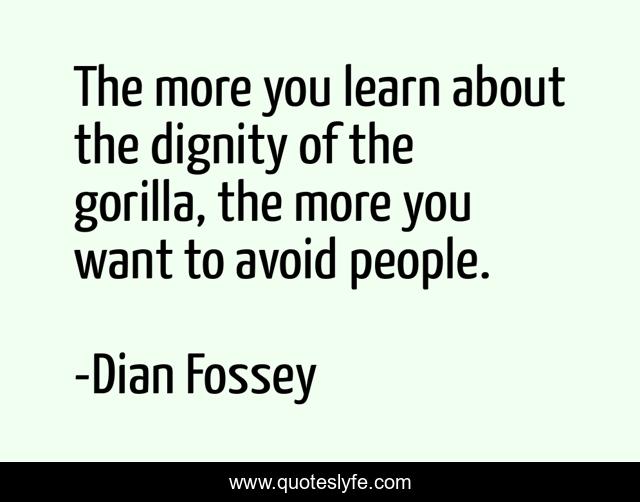 The more you learn about the dignity of the gorilla, the more you want to avoid people.