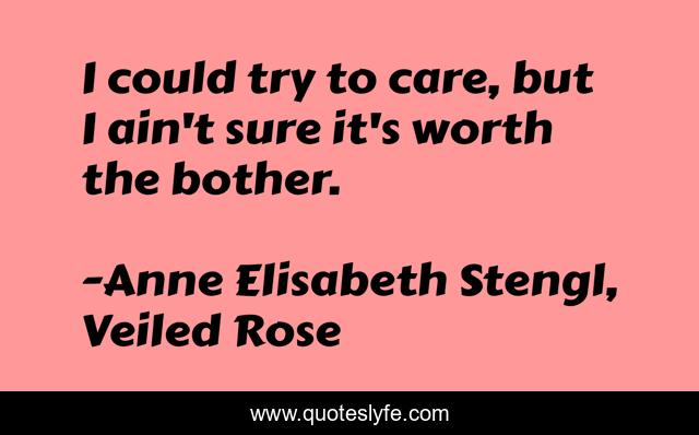 I could try to care, but I ain't sure it's worth the bother.