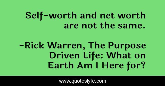 Self-worth and net worth are not the same.