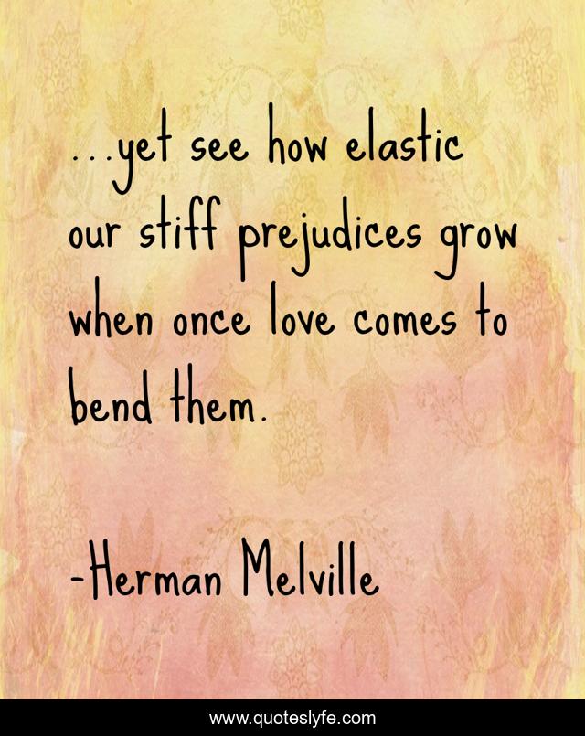 ...yet see how elastic our stiff prejudices grow when once love comes to bend them.