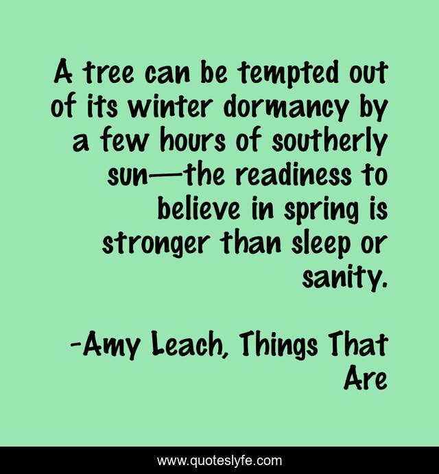 A tree can be tempted out of its winter dormancy by a few hours of southerly sun—the readiness to believe in spring is stronger than sleep or sanity.
