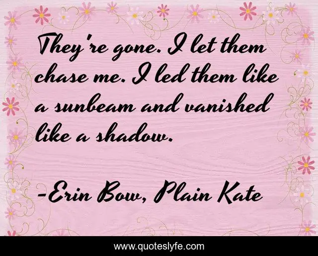 They're gone. I let them chase me. I led them like a sunbeam and vanished like a shadow.