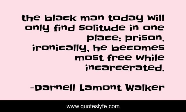the black man today will only find solitude in one place: prison. ironically, he becomes most free while incarcerated.