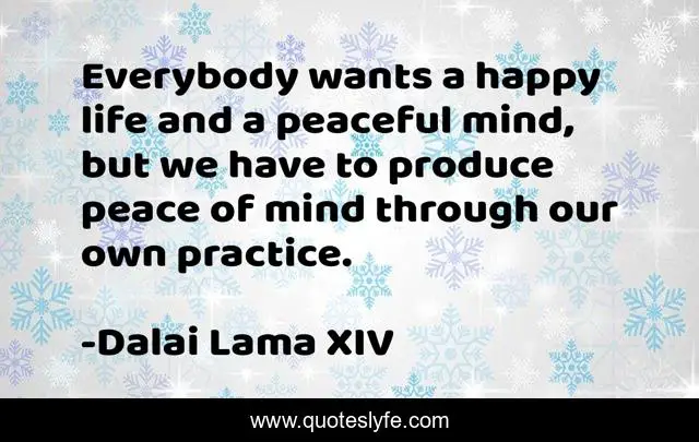 Everybody wants a happy life and a peaceful mind, but we have to produce peace of mind through our own practice.
